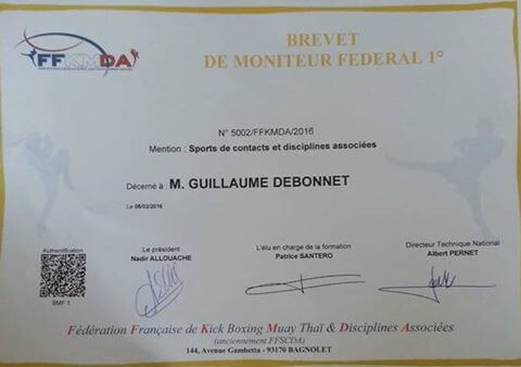 DEBONNET Guillaume obtient le BMF1