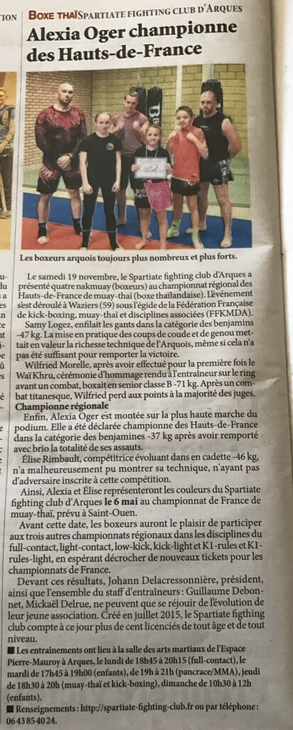 Presse : championnat de muay-thaï