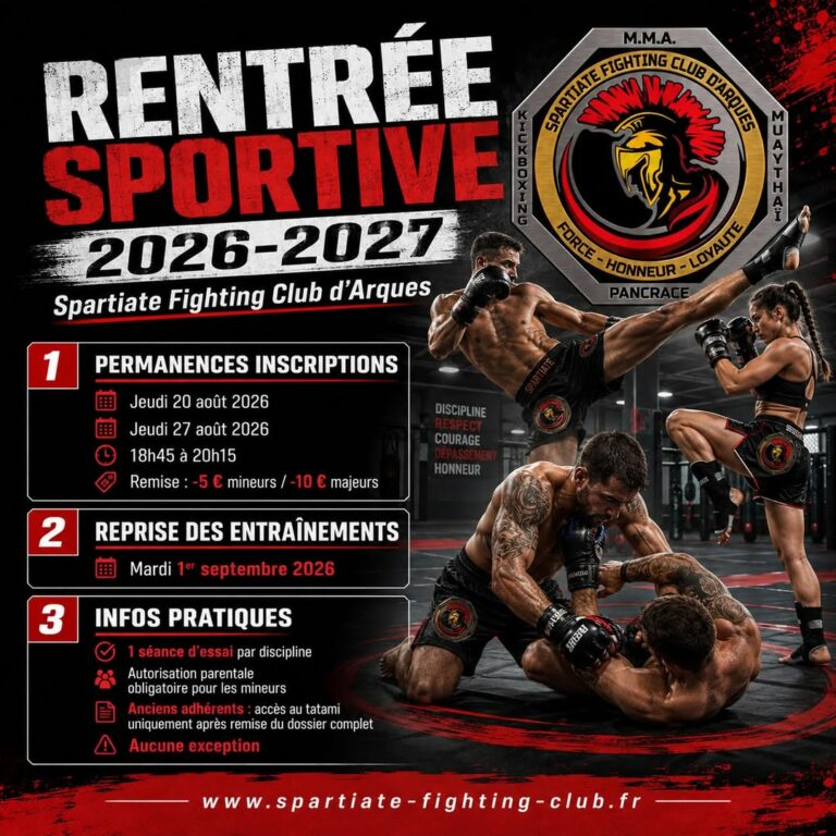 RENTRÉE SPORTIVE 2026-2027 – SPARTIATE FIGHTING CLUB D’ARQUES